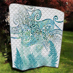 Aotearoa Maori Koru Curves Quilt Mossy Paua Shell