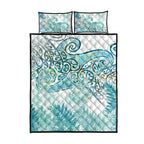 Aotearoa Maori Koru Curves Quilt Bed Set Mossy Paua Shell