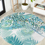 Aotearoa Maori Koru Curves Round Carpet Mossy Paua Shell