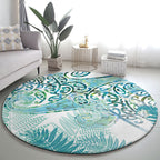 Aotearoa Maori Koru Curves Round Carpet Mossy Paua Shell