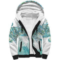 Aotearoa Maori Koru Curves Sherpa Hoodie Mossy Paua Shell