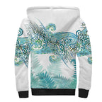 Aotearoa Maori Koru Curves Sherpa Hoodie Mossy Paua Shell