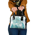 Aotearoa Maori Koru Curves Shoulder Handbag Mossy Paua Shell