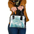 Aotearoa Maori Koru Curves Shoulder Handbag Mossy Paua Shell