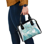 Aotearoa Maori Koru Curves Shoulder Handbag Mossy Paua Shell