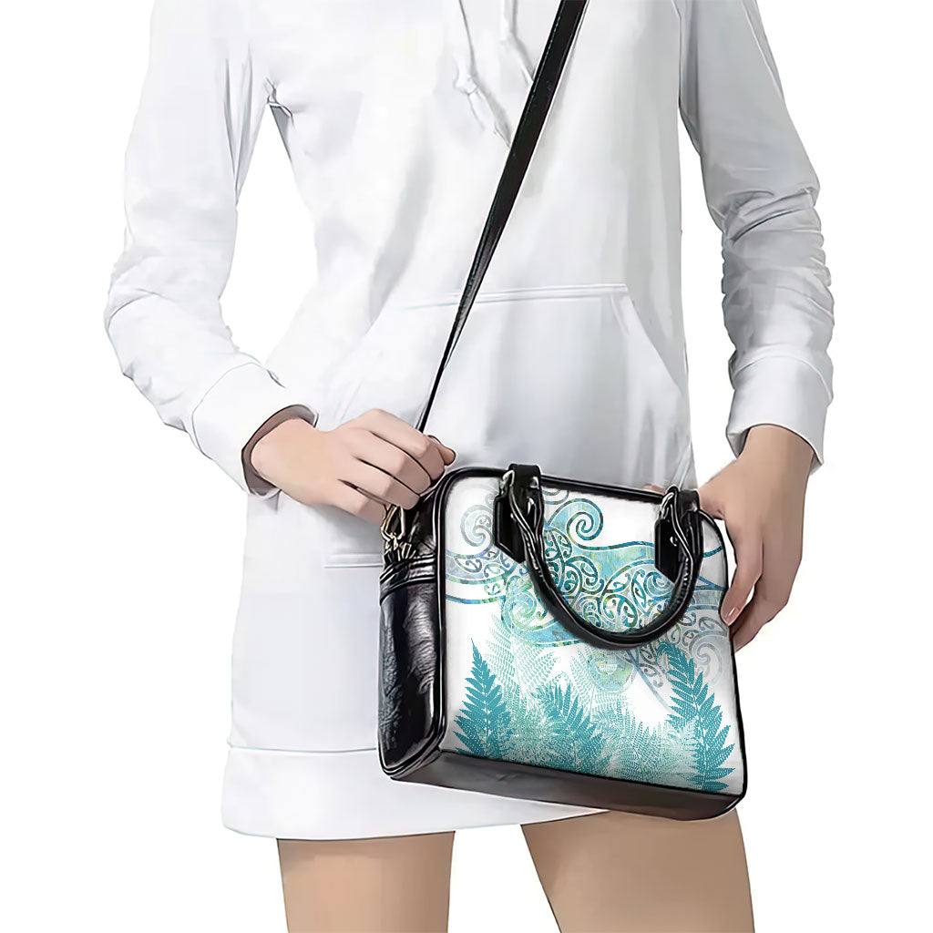 Aotearoa Maori Koru Curves Shoulder Handbag Mossy Paua Shell