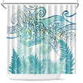 Aotearoa Maori Koru Curves Shower Curtain Mossy Paua Shell