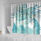 Aotearoa Maori Koru Curves Shower Curtain Mossy Paua Shell