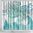 Aotearoa Maori Koru Curves Shower Curtain Mossy Paua Shell