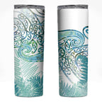 Aotearoa Maori Koru Curves Skinny Tumbler Mossy Paua Shell