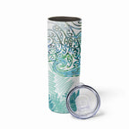 Aotearoa Maori Koru Curves Skinny Tumbler Mossy Paua Shell