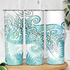 Aotearoa Maori Koru Curves Skinny Tumbler Mossy Paua Shell