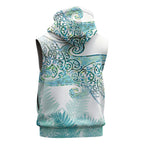 Aotearoa Maori Koru Curves Sleeveless Hoodie Mossy Paua Shell