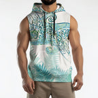 Aotearoa Maori Koru Curves Sleeveless Hoodie Mossy Paua Shell
