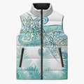 Aotearoa Maori Koru Curves Sleeveless Puffer Jacket Mossy Paua Shell