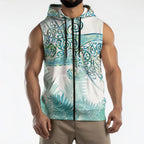 Aotearoa Maori Koru Curves Sleeveless Zip Hoodie Mossy Paua Shell
