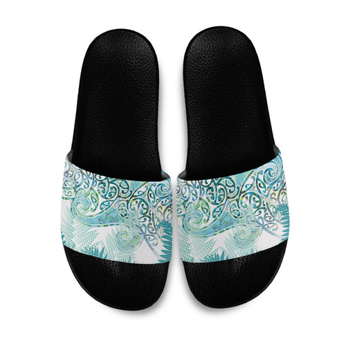 Aotearoa Maori Koru Curves Slide Sandals Mossy Paua Shell