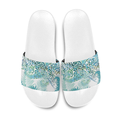 Aotearoa Maori Koru Curves Slide Sandals Mossy Paua Shell