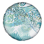 Aotearoa Maori Koru Curves Spare Tire Cover Mossy Paua Shell
