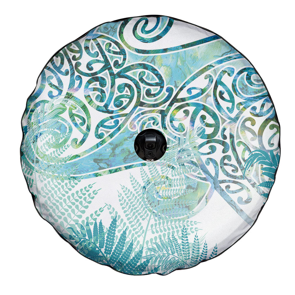 Aotearoa Maori Koru Curves Spare Tire Cover Mossy Paua Shell