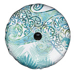 Aotearoa Maori Koru Curves Spare Tire Cover Mossy Paua Shell