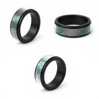 Aotearoa Maori Koru Curves Spinner Ring Mossy Paua Shell