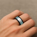 Aotearoa Maori Koru Curves Spinner Ring Mossy Paua Shell