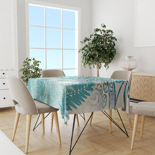 Aotearoa Maori Koru Curves Tablecloth Mossy Paua Shell