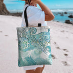 Aotearoa Maori Koru Curves Tote Bag Mossy Paua Shell