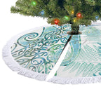 Aotearoa Maori Koru Curves Tree Skirt Mossy Paua Shell
