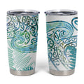 Aotearoa Maori Koru Curves Tumbler Cup Mossy Paua Shell