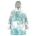 Aotearoa Maori Koru Curves Wearable Blanket Hoodie Mossy Paua Shell