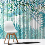 Aotearoa Maori Koru Curves Window Curtain Mossy Paua Shell