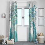 Aotearoa Maori Koru Curves Window Curtain Mossy Paua Shell