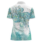 Aotearoa Maori Koru Curves Women Polo Shirt Mossy Paua Shell