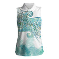 Aotearoa Maori Koru Curves Women Sleeveless Polo Shirt Mossy Paua Shell