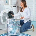 Aotearoa Maori Koru Curves Laundry Basket Aqua Paua Shell