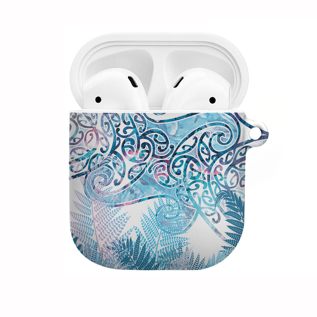 Aotearoa Maori Koru Curves AirPods Case Aqua Paua Shell