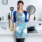 Aotearoa Maori Koru Curves Apron Aqua Paua Shell