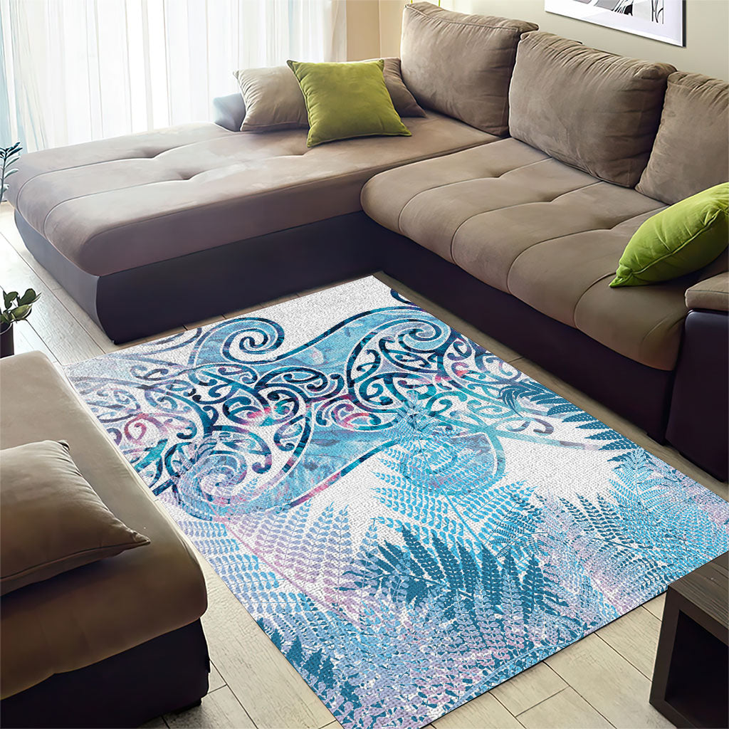 Aotearoa Maori Koru Curves Area Rug Aqua Paua Shell