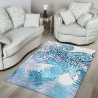 Aotearoa Maori Koru Curves Area Rug Aqua Paua Shell