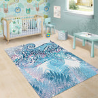 Aotearoa Maori Koru Curves Area Rug Aqua Paua Shell
