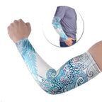 Aotearoa Maori Koru Curves Arm Sleeves Aqua Paua Shell