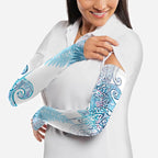 Aotearoa Maori Koru Curves Arm Sleeves Aqua Paua Shell