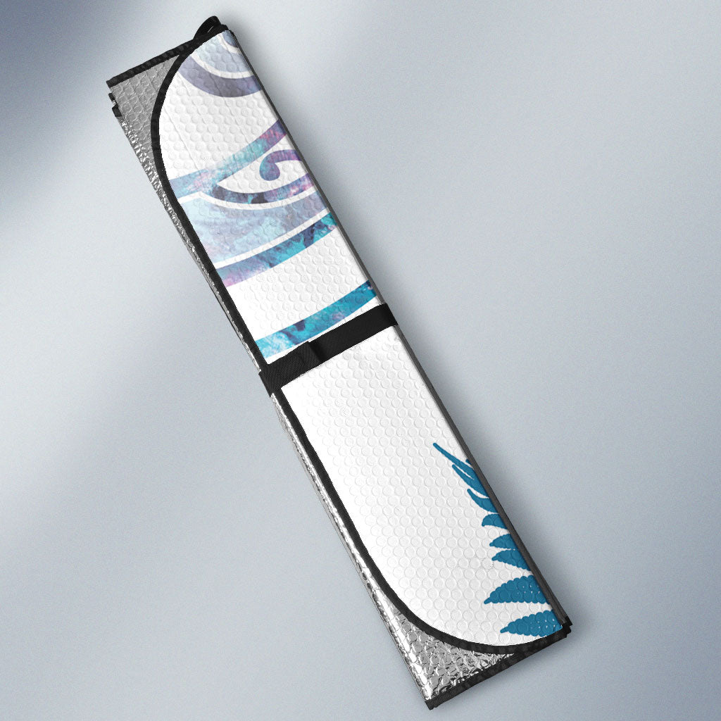 Aotearoa Maori Koru Curves Auto Sun Shade Aqua Paua Shell