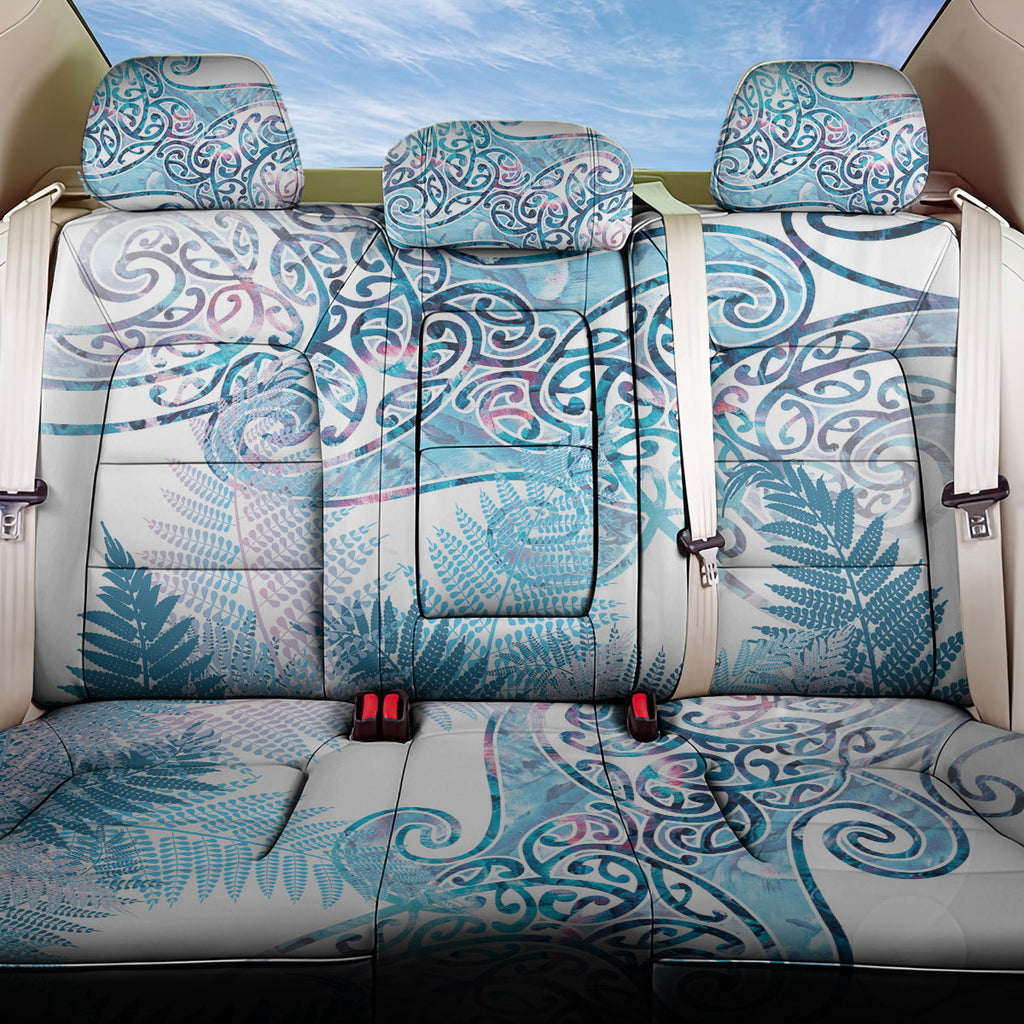 Aotearoa Maori Koru Curves Back Car Seat Cover Aqua Paua Shell