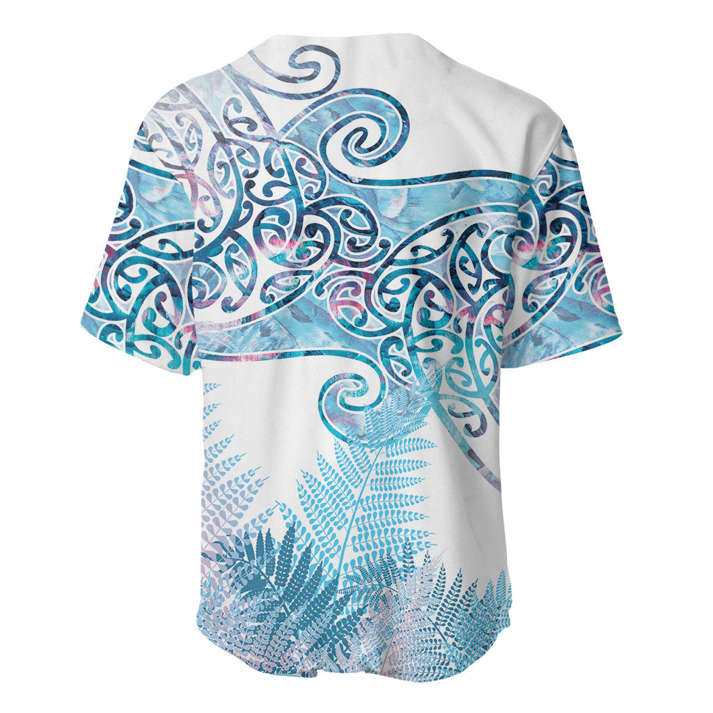 Aotearoa Maori Koru Curves Baseball Jersey Aqua Paua Shell