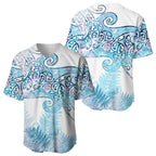 Aotearoa Maori Koru Curves Baseball Jersey Aqua Paua Shell