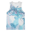 Aotearoa Maori Koru Curves Basketball Jersey Aqua Paua Shell