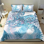 Aotearoa Maori Koru Curves Bedding Set Aqua Paua Shell
